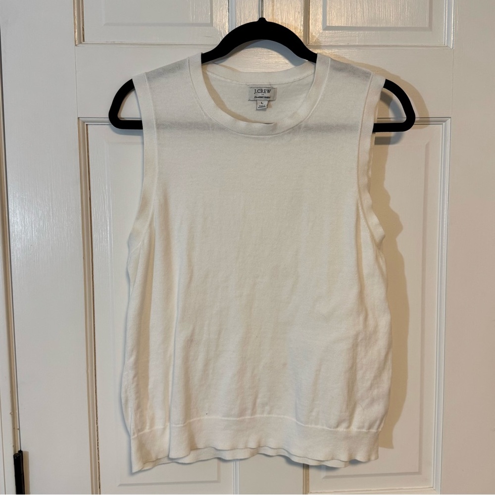J. Crew Factory| Classic Shell Sleeveless Sweater, White Color, Size L - EUC